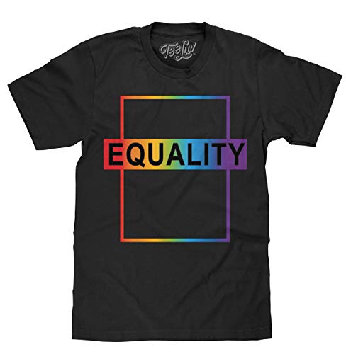 Tee Luv LGBT Equality T-Shirt - LGBT Rainbow Graphic Tee Shirt (Black) (XL)