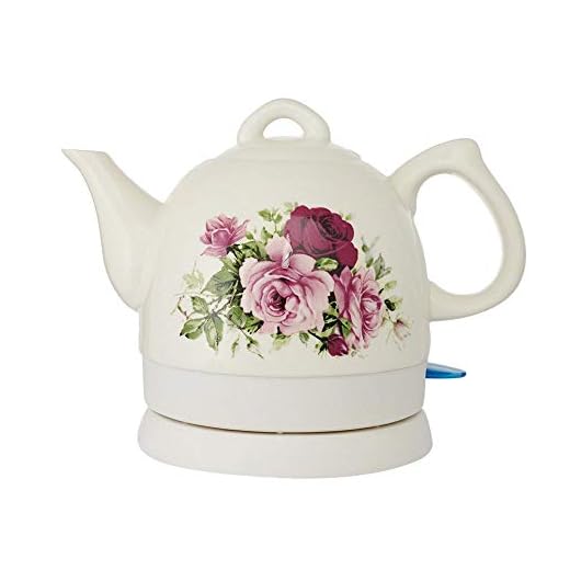 15 Best Ceramic Tea Kettles For Your Home 13 White Country Rose Ceramic Kettle - 1L | Cordless kettle with retro design | Fast boiling with anti-limescale properties | From Jean Patrique