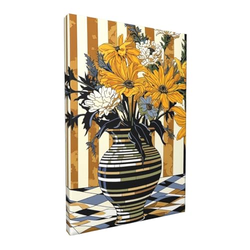 Toile murale abstraite pour chambre à coucher au salon vase jaune