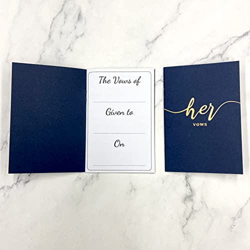 Fazhongfa Vow Books For Wedding With Gold Foil His And Hers Wedding Officiant Book For Ceremony 2 Copies Of 14 Pages Each Bride Wedding Notebook Vow Renewal 4 X 6 Inches Booklet Keepsake (Dark Blue) #TOP2