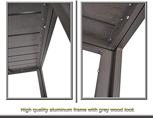 Dporticus Outdoor Patio 55" Rectangular Dining Table For 6 Metal Aluminum Frame With Grey Wood Look #TOP4