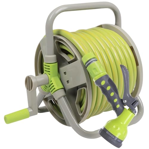 Image of Neptune Simplify Farming Retractable Garden Hose Reel | Secure and Stable Hose Pipe 15 Meters | with 7-Patterns Spray Nozzle | Compact Design for Effortless Storage and Transport - Small