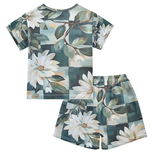 ALAZA Vintage Daisy Floral Pajama Set Short Sleeve Sleepwear Soft Lounge Nightwear2