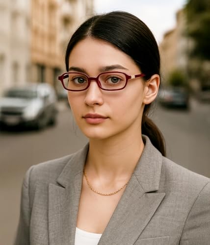 Image of FEISEDY Fashion Rectangular Blue Light Glasses for Women Retro Small Frames Vintage Trendy 90s Square Eyeglasses B0255