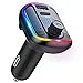 Aigital Transmisor FM Bluetooth V5.0 para Coche, Manos Libres Reproductor MP3 Coche para Luz Ambiental de 10 Colores y Tipo C PD 18W Carga Rápida, Deep Bass Sonido Hi-Fi, Soporte Tarjeta SD y U Disk