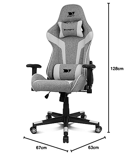Drift Gaming DR90 – Sedia gaming ergonomica con poggiatesta e supporto lombare, schienale reclinabile a 135°, braccioli 2D regolabili, tessuto traspirante, base in nylon e pistone a gas, Grigio/Bianco - Sedia gaming - Immagine 10