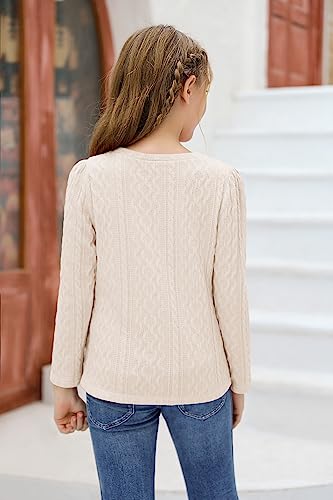 Image of Ebifin Girls Sweaters Kids Long Sleeve Crewneck Fall Knit Tops Cute Pullover Jumper Shirts 5-14 Years