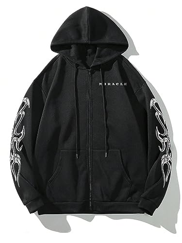 GORGLITTER Men's Y2K Graphic Zip Up Hoodies Streetwear Designer Baggy Pullover Hooded Sweatshirts Jacket3