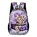 Niapessel Kids Backpack for School, Cute Kitten Purple Flower Pattern Students Bookbags School Bags Girls Boys