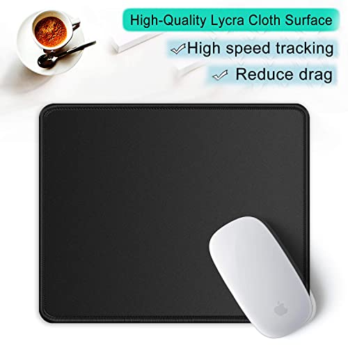 Image of Mouse Pad with Non-Slip Rubber Base, Premium-Textured & Washable Computer MouseMat with Stitched Edges, Mouse Pads for Computers, Laptop, Gaming, Office & Home, 24 x 20 cm, Black