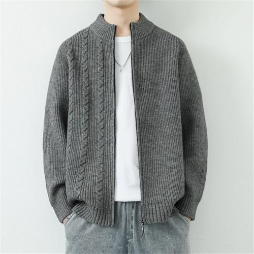 Men's Zippered Knit Cardigan, Winter Stand-Up Collar Sweater, Casual Warm Sweater Top4