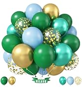 Green Balloons Set 12 Inch Dark Green Gold Balloons 35 Pcs Metallic Green Macaron Blue Balloons S...
