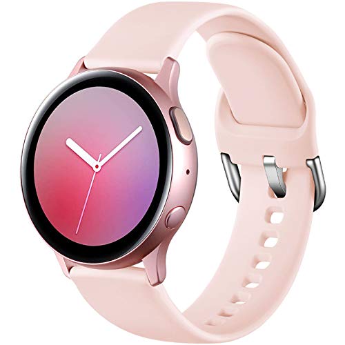 Dirrelo Bracelet Sport Compatible avec Samsung Galaxy Watch Active/Active 2, Watch 3, Garmin 20mm - Silicone pour Femmes Hommes, Rose S