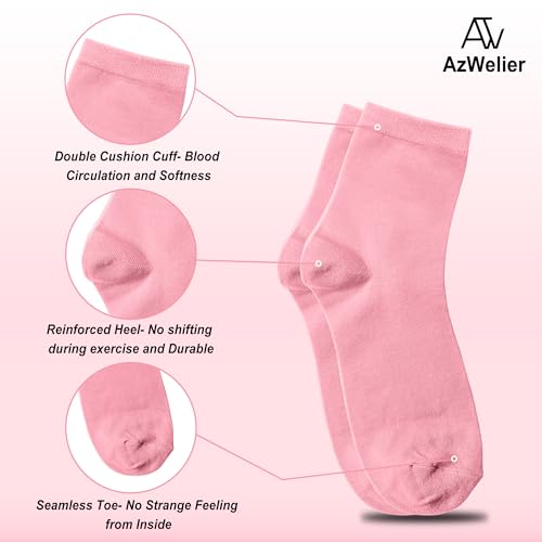 Image of Azwelier Unisex Colorful Quarter Ankle Athletic Socks Breathable Cotton Blend Crew Style 4 Pairs Pack