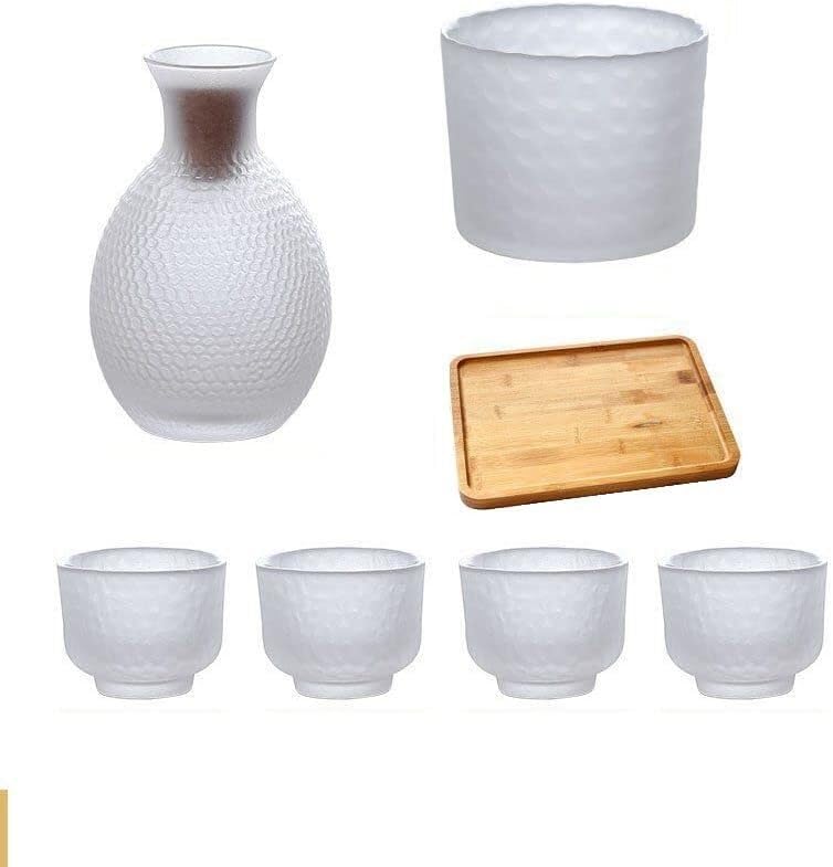 Set da Sake Giapponese con Decanter e Tazza in Vetro Trasparente dal Design Moderno, Ideale per Feste in casa e Come Regalo.