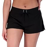 ZeroXposur Women's Woven Board Swim Shorts with Inner Brief and Back Pocket (Liquorice, 1X)