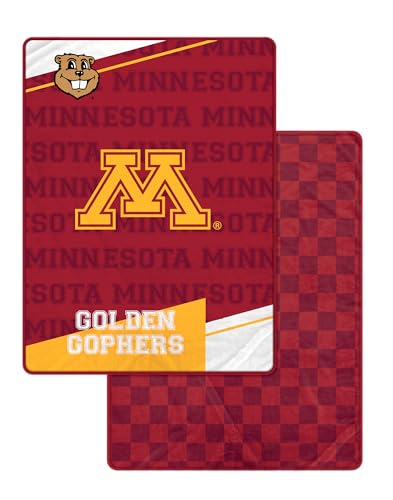 Proformance Home NCAA Minnesota Golden Gophers Diagonal Ghost Checker Double Sided Ultra Cozy Blanket