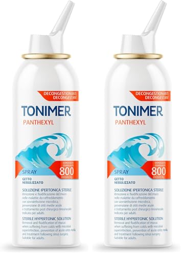 Tonimer Lab Panthexyl Spray Soluzione Ipertonica 100 ml – Soluzione Sterile di Acqua di Mare con Xilitolo e Pantenolo – Rimozione e Fluidificazione del Muco – Decongestiona e Lenisce le Mucose Nasali