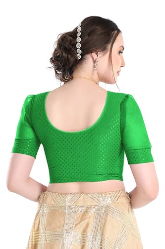 Image of FINESTFIT Stay On Trend Fashion 100% Cotton Readymade Blouses for Women,Round Neckline with Organza Balloon Sleeves.
