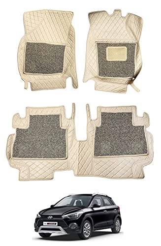 Image of Auto Hub 7D Mats Custom Fitted Car Mats Compatible with Hyundai i20 Active (Model : 2014-2019) Beige