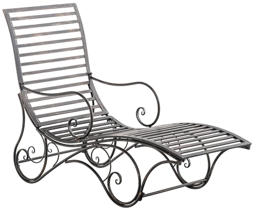 CLP Chaise Longue De Jardin Amiens en Fer Forgée I Bain De Soleil en Métal pour Intérieur Et Extérieur I Transat De Balcon Et Terrasse, Couleur:Bronze