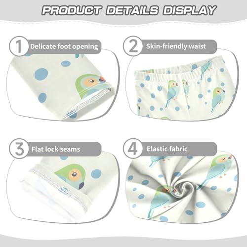 Cute Parrot Girls Leggings Ultra Soft Compression Yoga Gym Pants for Kids 4-10T3