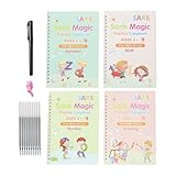 Genérico Libro de Práctica de Escritura para Niños | 4 Piezas Cuaderno del Alfabeto con Ranuras | Cuaderno de Caligrafía Infantil Reciclable - para Aprendizaje Temprano en Casa Guardería Escuela y