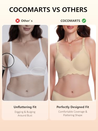 Image of COCOMARTS Jelly Bras for Women No Underwire Scalloped Wireless Push Up Bra