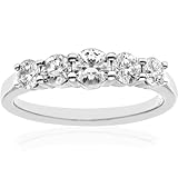 Naava Women's Platinum 5 stone Eternity Ring, IJ/I Certified Diamonds, Round Brilliant, 1.00ct