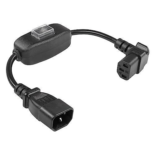 CERRXIAN Cable de alimentación de UPS PDU de ángulo Ascendente de 1 pie IEC 320 C13 a C14 con Interruptor