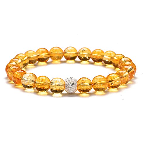 Bracelet en citrine naturelle 8mm et argent S925 pour homme et femme