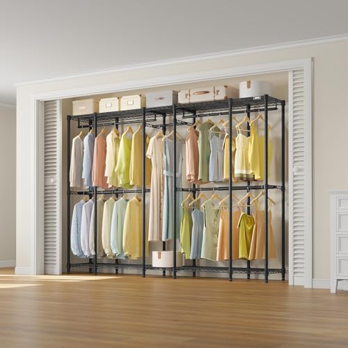 89.8" Vipek V50 Basic Expandable Clothes Rack w/ 5 Hanging Rods & 6 Wire Shelves (Black) - image 7