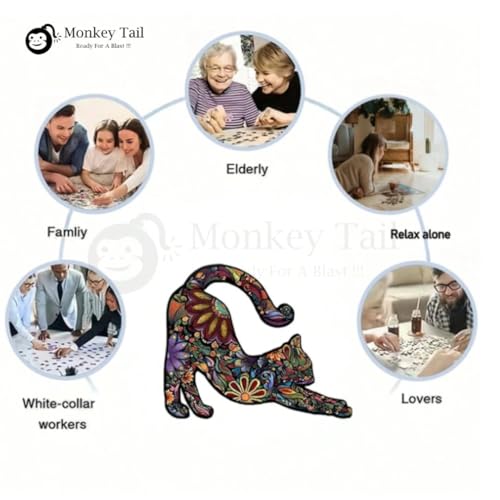 Image of MONKEYTAIL Whimsy Wooden Jigsaw Puzzle for Adults & Kids - Laser-Cut Pieces, 3D Puzzle Box as Birthday Gift for Boys & Girls - Brain Teaser, Home Decor & Family Game (FLCT, Size: Medium)