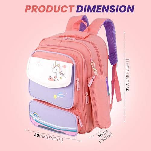 Image of Storite School Bag for Kids Girls 17L | Unicorn Backpack | Cute Purple School Backpack | Lightweight Water-Resistant Bag for Nursery, Preschool & Primary | Travel & Birthday Gift