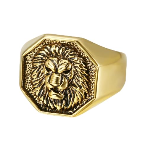 Sumpgle Anelli vintage in oro sole dio testa di leone