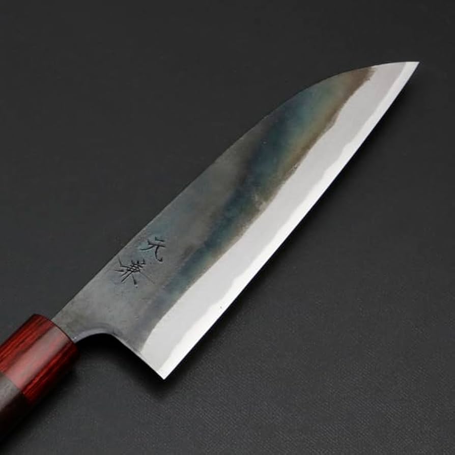 Amazon | 元兼 三徳包丁 170mm 両刃 青紙スーパー 割込み 黒打ち