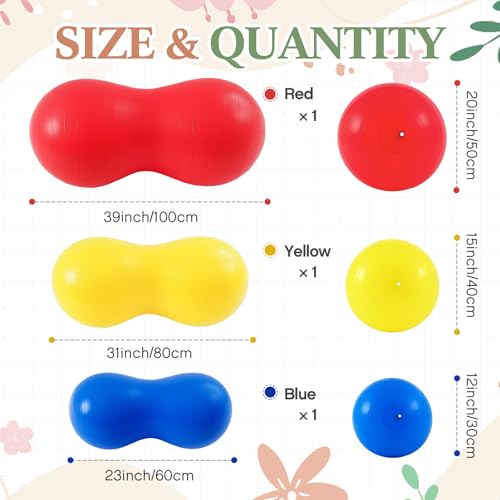 Image of Jexine Peanut Ball Set for Kids Yoga Balance Exercise Ball for Pregnancy & Home Gym, Includes 1 Pump & Different Size Options