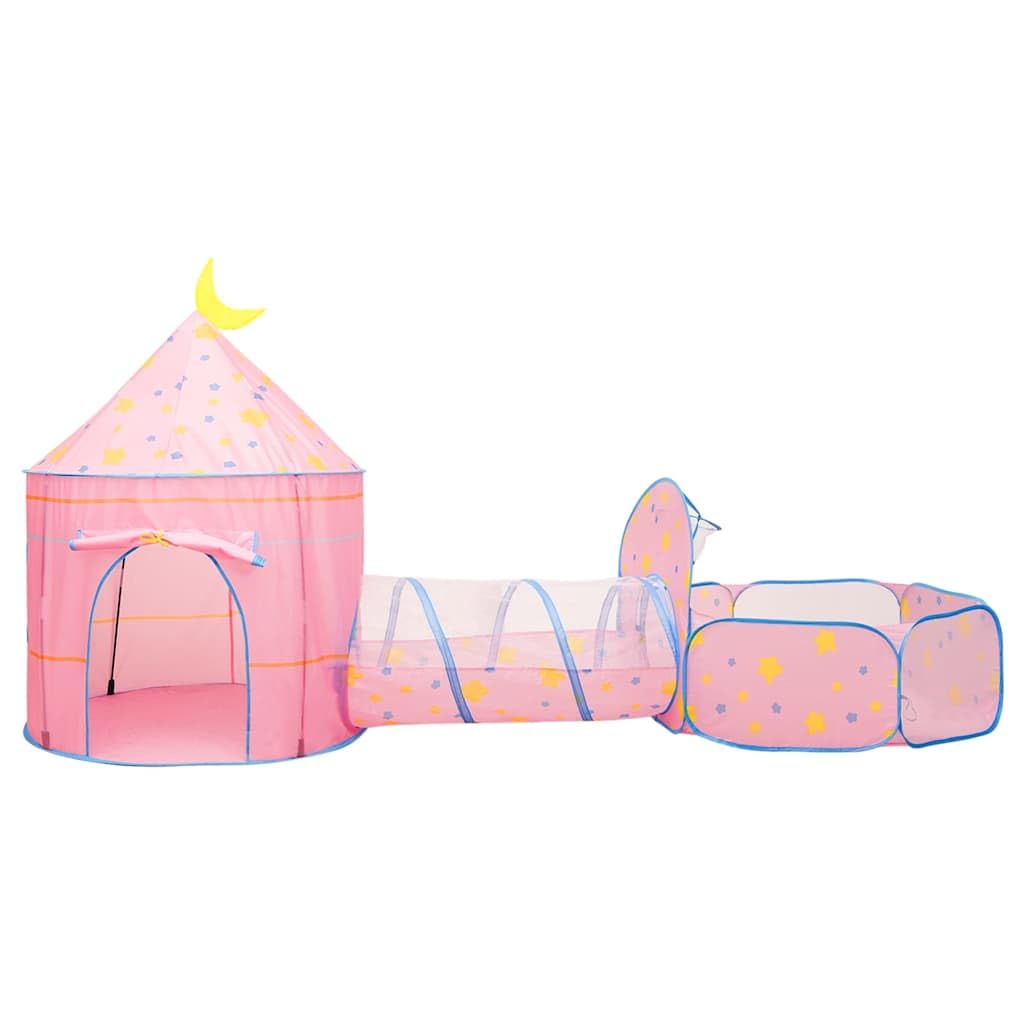 Namiot do zabawy z 250 piłkami, różowy, 301 x 120 x 128 cm, namiot dziecięcy z tunelem do zabawy i basenem z piłkami, składany, przenośny, do użytku wewnątrz i na zewnątrz, do ogrodu, na