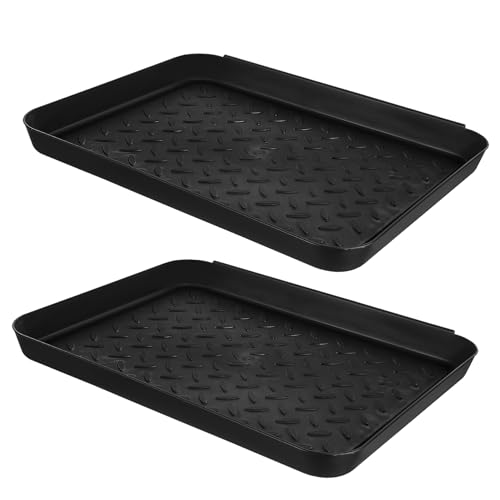 WRITWAA 2 Piezas Placa De Maletero De Barro Zapatero Para Entrada Bandeja De Felpudo Alfombrilla Para Zapatos Bandeja De Goteo De Plástico Bandeja Para Zapatos El Plastico Dark Grey