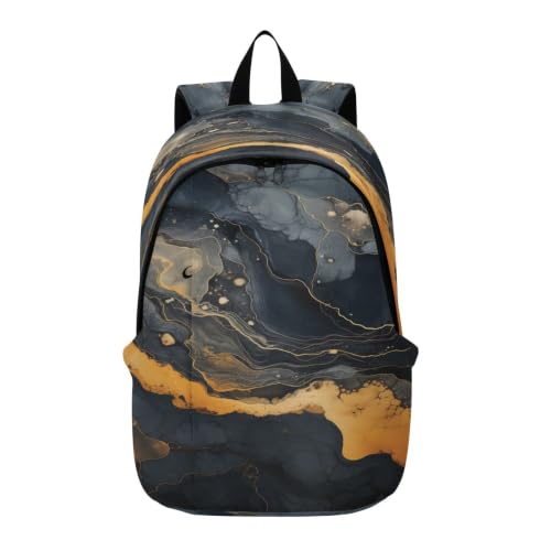 Sac à dos marbre noir art abstrait ultra léger pour le voyage