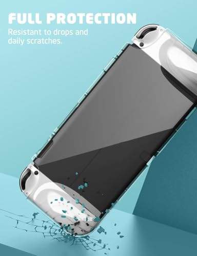 Image of mumba Case for Nintendo Switch OLED 2021, [Thunderbolt Series] Protective Clear Cover with TPU Grip Compatible with Nintendo New Switch OLED 7 Inch Console and Joy-Con Controller (Clear)