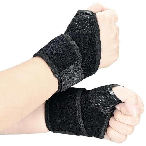 VROROPX Adjustable Carpal Tunnel Wrist Brace, 2-Pack Adjustable Support for Pain Relief, Arthritis & Tendonitis, Comfort Fit for Men & Women (Black)