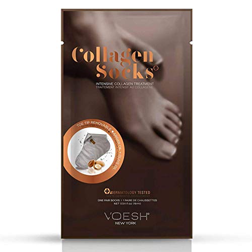 Voesh Collagen Socks For Feet - Collagen Foot Mask for Men and Women - Moisturizing Socks to Repair Dry Feet - One Pair of Pedicure Gloves - Spa Pedicure Treatment for Cracked Heels - Pedicure Glove