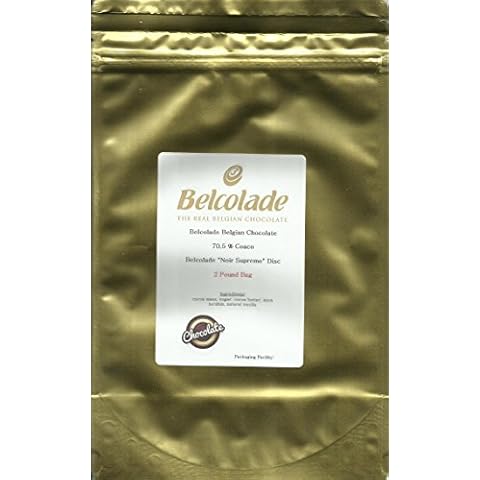 Belcolade Belgian Chocolate - Dark Bitter-sweet Chocolate Discs, "Noir Supreme", 70.5% Cocoa, Gold Bag,2 Pound Bag Cover