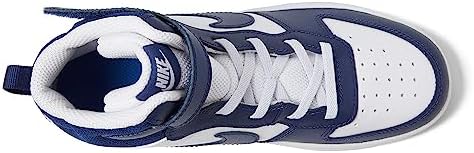 Nike Boy's Court Borough Mid 2 (Little Kid) White/Blue Void/Signal Blue 2 Little Kid M | Image 4
