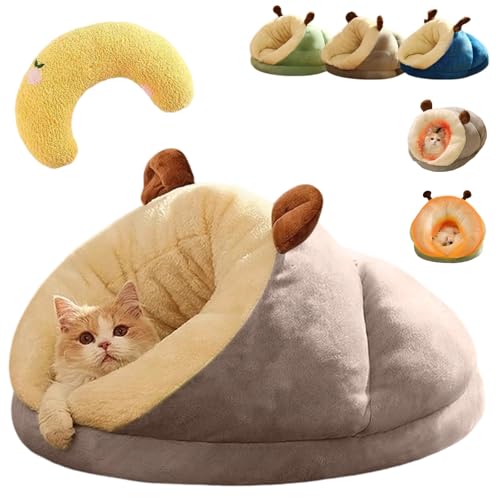 katzenhöhle warm,Weiches Plüsch Iglu Katzenbett für Kleine Katzen und Hunde,Selbstwärmender Kuschelsack mit Dickem Fleece,Winter Katzenhöhle für Innenbereich zum Schlafen und Kuscheln (Grau,M)