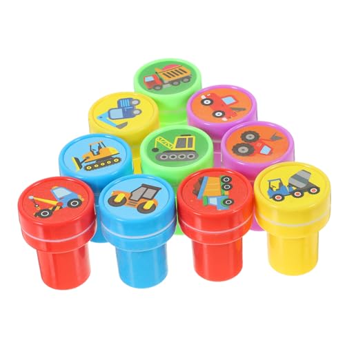 Toddmomy Tampons de Scrapbooking Camions de Chantier Garçon et Filles Petit Format Multicolore Set de 10 Pièces Tampons Encreurs pour Loisirs Créatifs...