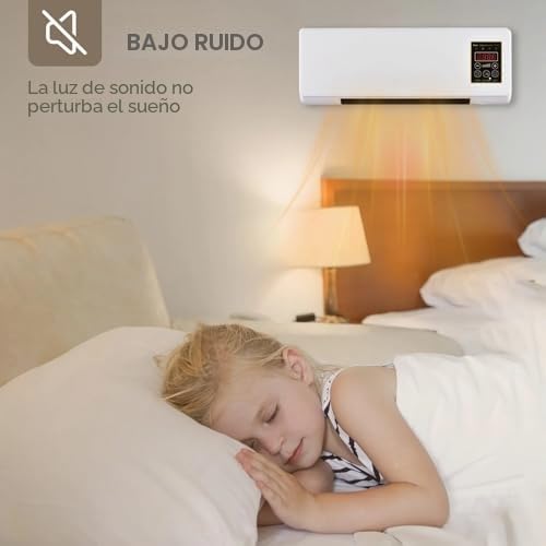 Ventilador enfriador de aire de montaje en pared, dispositivo de brisa refrigerada con calentado portátil 2 en 1, operación silenciosa eficiente en energía, no se necesita instalación para e