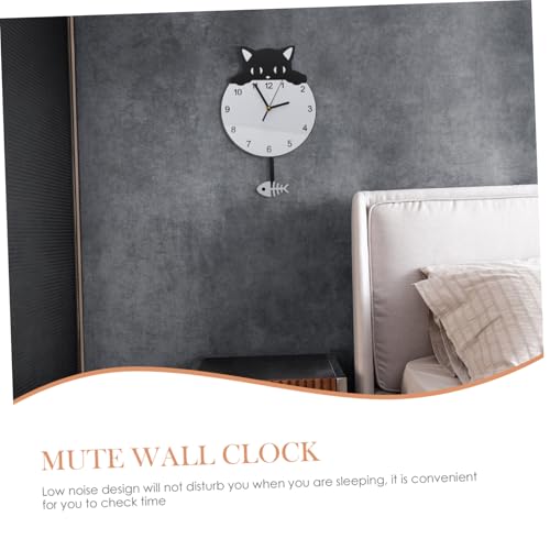 Horloge murale acrylique chaton silencieuse déco moderne - 6
