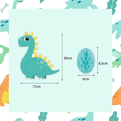 HONMOK 12 Pieces Dinosaur Birthday Table Decorations Dinosaur Honeycomb Table Centerpieces Little Dino Paper Center Piece Table Toppers for Kids Baby Shower Jungle Animals Party Table Decorations